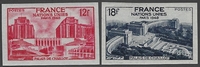 Nations Unies 1948, timbres de France N°818-819 non dentelés, SUP.