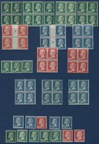 Type Pasteur timbres de France N°170-181 en blocs, paire neuf** / * SUP.